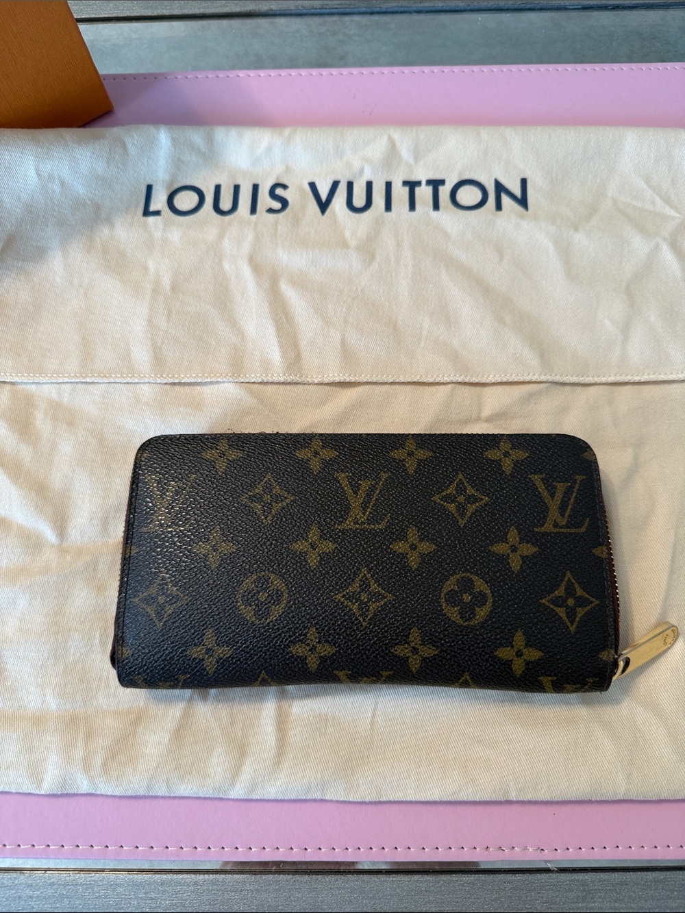Louis Vuitton Monogram Canvas Zip Around Wallet - Brown & Gold